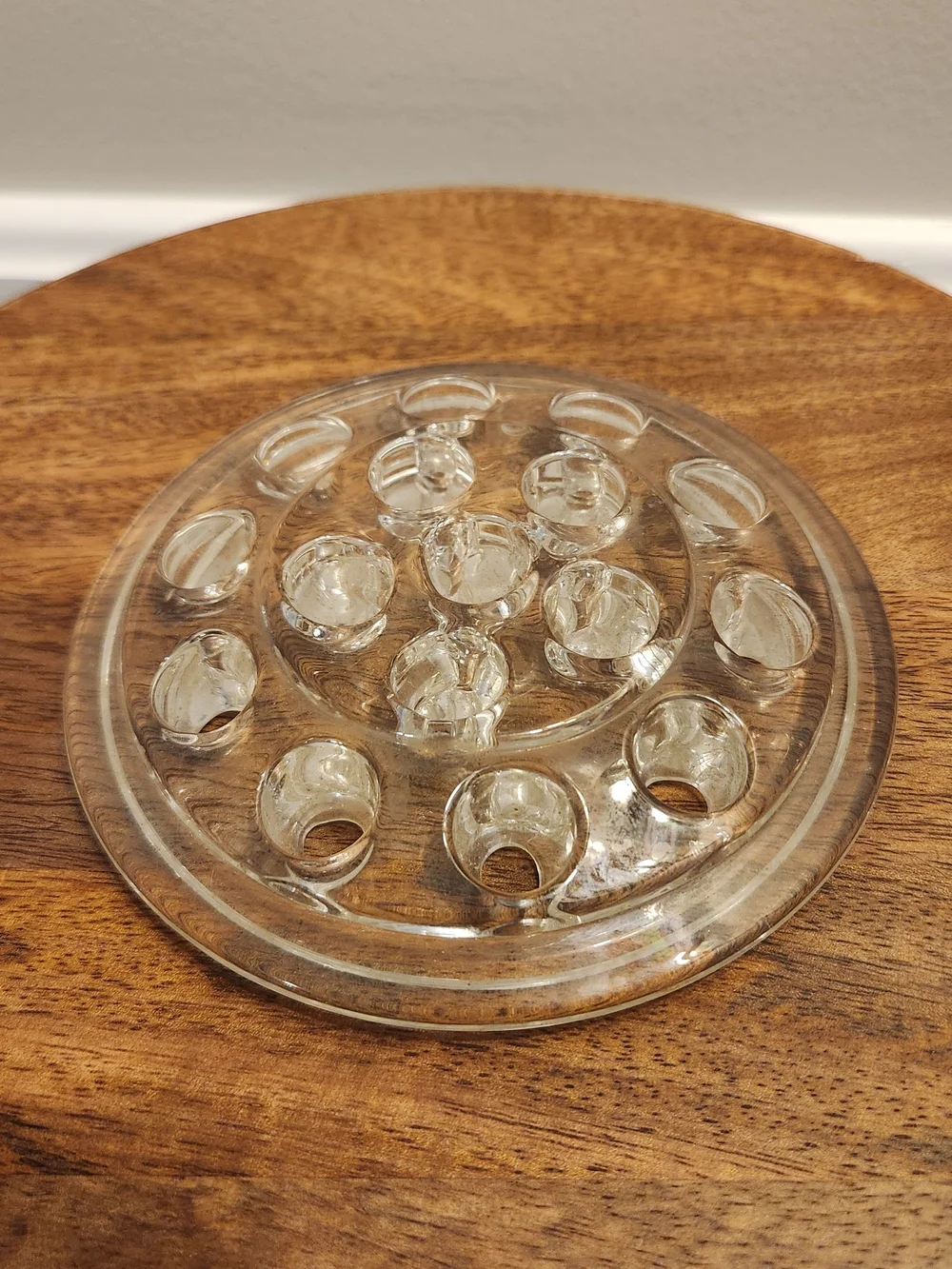 Vintage Clear Glass Flower Frog Vase Insert 16 Holes 5.25